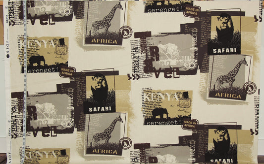 African Safari Fabric Travel Lion Giraffe