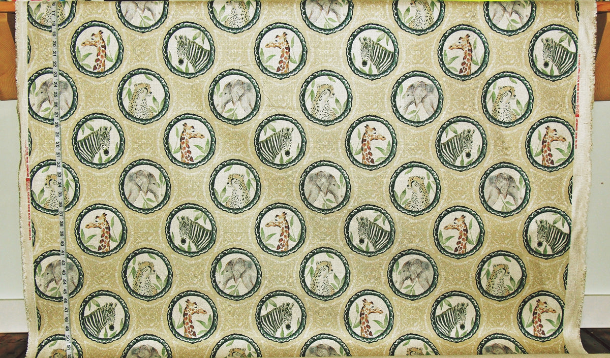African exotic animal fabric zebra giraffe elephant cheetah upholstery