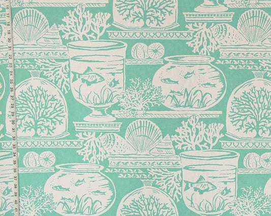 ocean, shell fabric in aqua