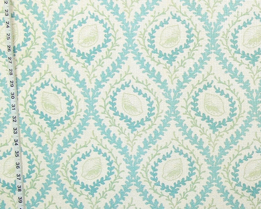 Aqua blue green seashell fabric sea glass coral seaweed lattice