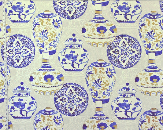 Blue Asian porcelain fabric ginger jars plates vases