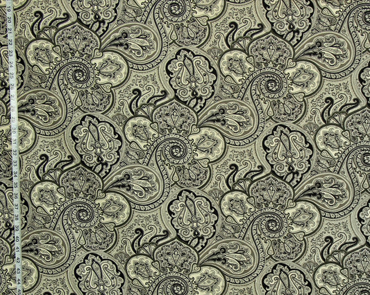 Black grey paisley fabric