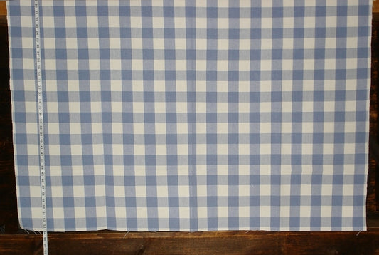 French blue cream buffalo check fabric- Sky