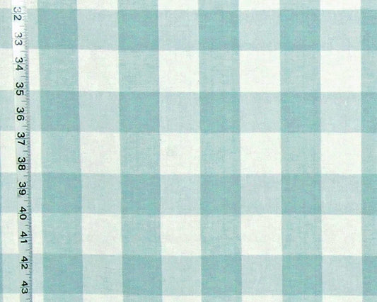 Blue green buffalo check fabric spa grey Seaglass