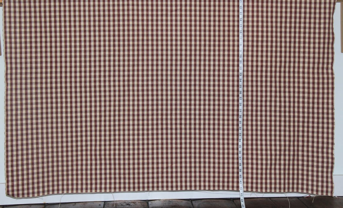 Brown tan checked fabric gingham tea stained Espresso FLAWED- 36"