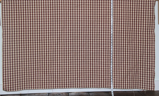 Brown tan checked fabric gingham tea stained Espresso FLAWED- 36"