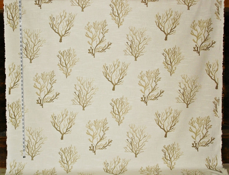 Brown Coral Fabric Taupe Tan Ocean Watercolor