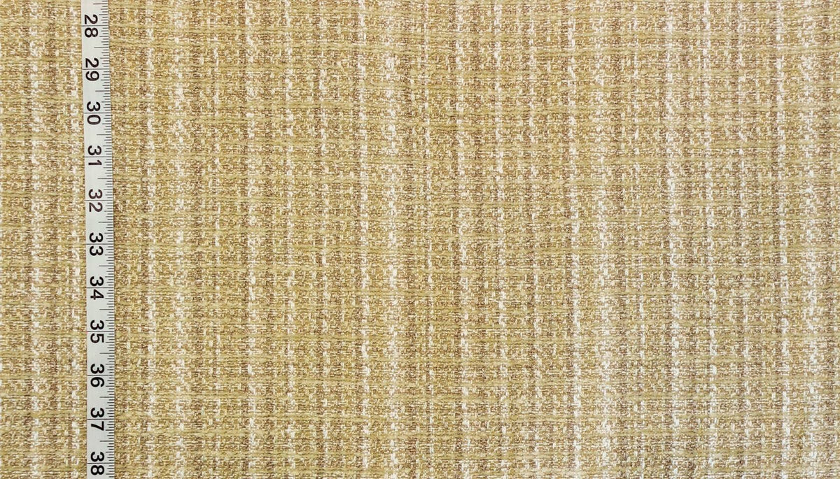Clarence House Fabric Gold, Tan, Beige, Chenille Tweed Plaid Upholstery Enjoliver