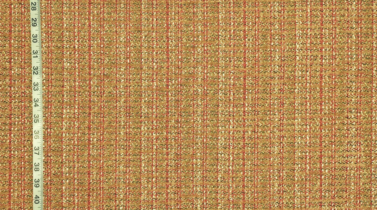 Clarence House Fabric Gold-Orange Chenille, Tweed, Plaid, Upholstery, Enjoliver