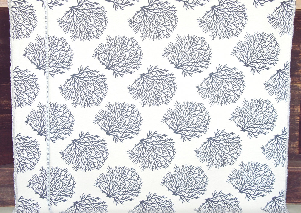Grey Coral Fabric Ocean Upholstery Remnant - 54"
