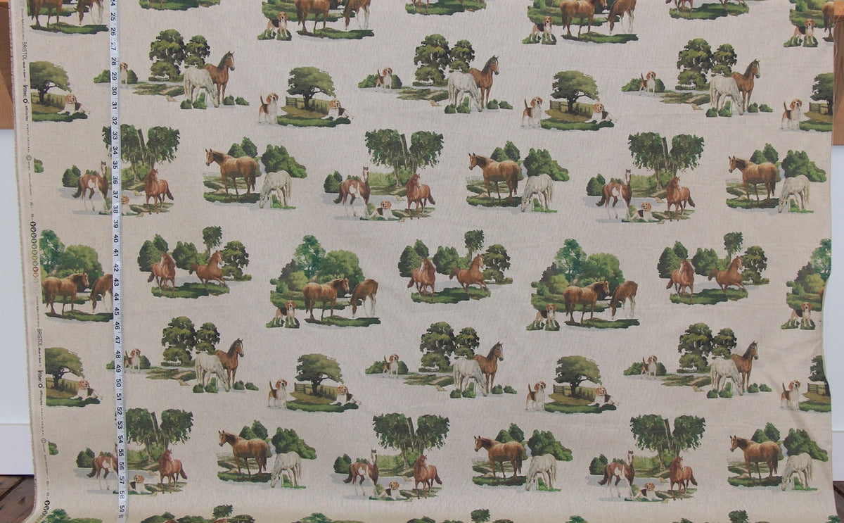 Horse and hound fabric fields trees