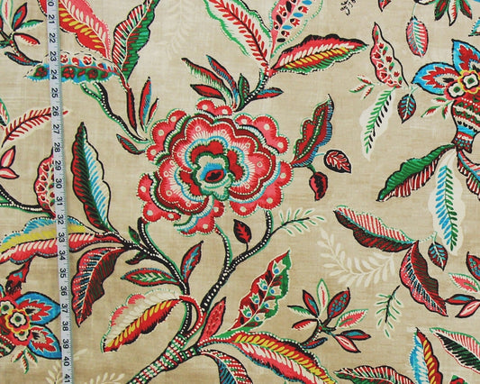 Pink green Indienne fabric fiesta floral