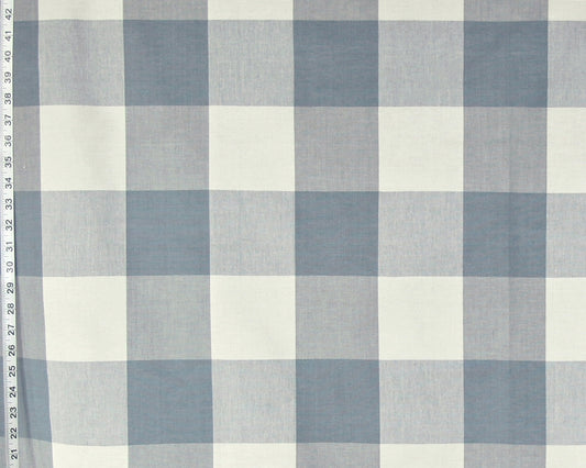 4" Large French Blue Buffalo Check Fabric, Soft Blue