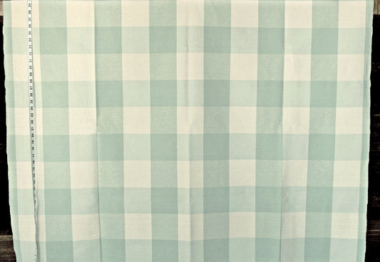4" Large Grey Blue Green Buffalo Check Fabric, Spa