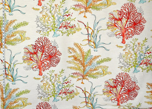 Red Coral Fabric Ocean Reef Turtle