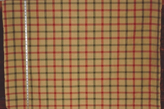 Orange green gold windowpane fabric Sienna