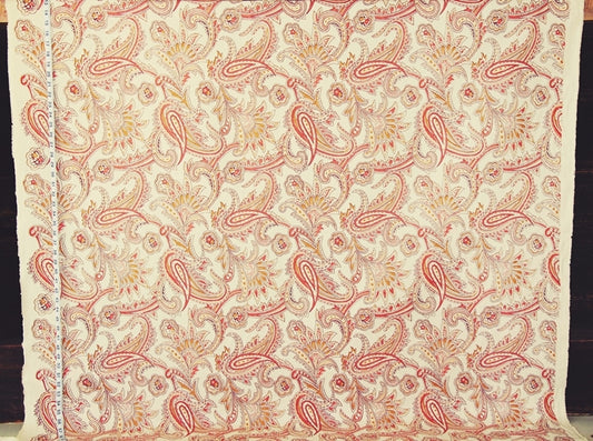 Orange paisley fabric Indienne handprint
