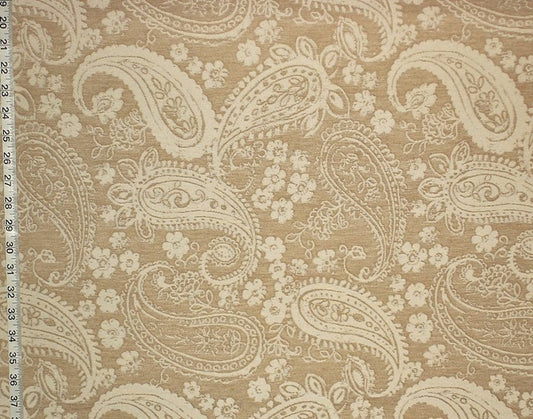 Tan Paisley Floral Upholstery Fabric