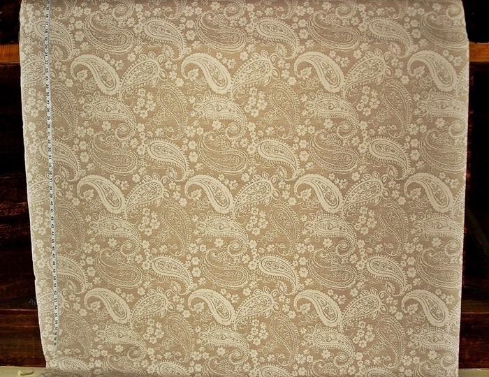 Tan Paisley Floral Upholstery Fabric