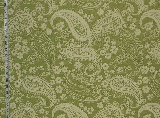 Paisley Fabric Yellow Green Floral Upholstery