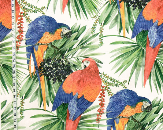Tropical parrot fabric macaw