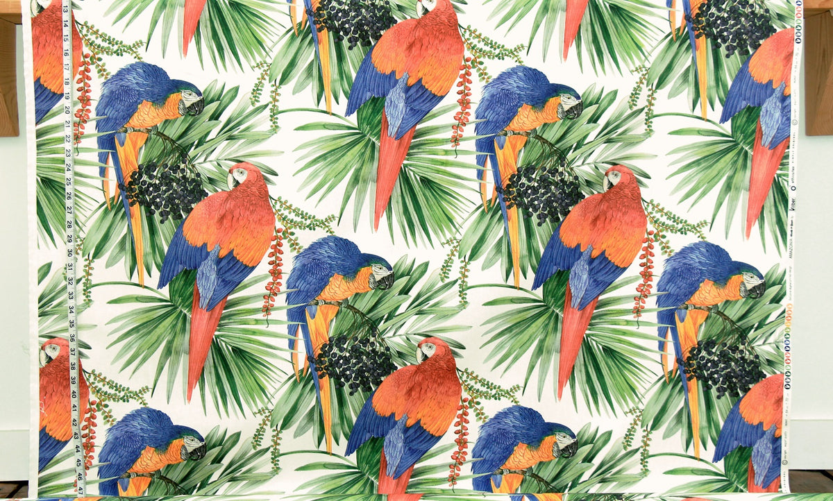 Tropical parrot fabric macaw