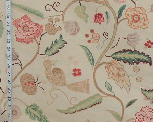 Greeff Apsley Vine fabric peacock colonial 1yd, 30"