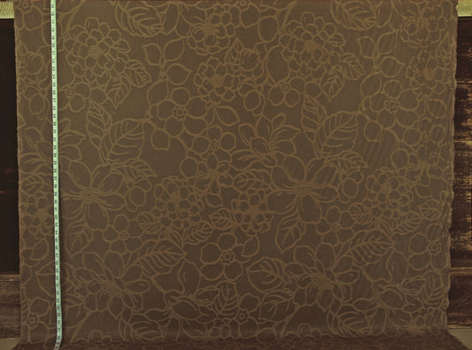 Brown woven floral fabric retro modern Clarence House Patraia