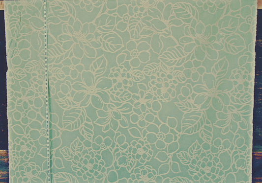 Aqua blue woven floral fabric Clarence House Patraia