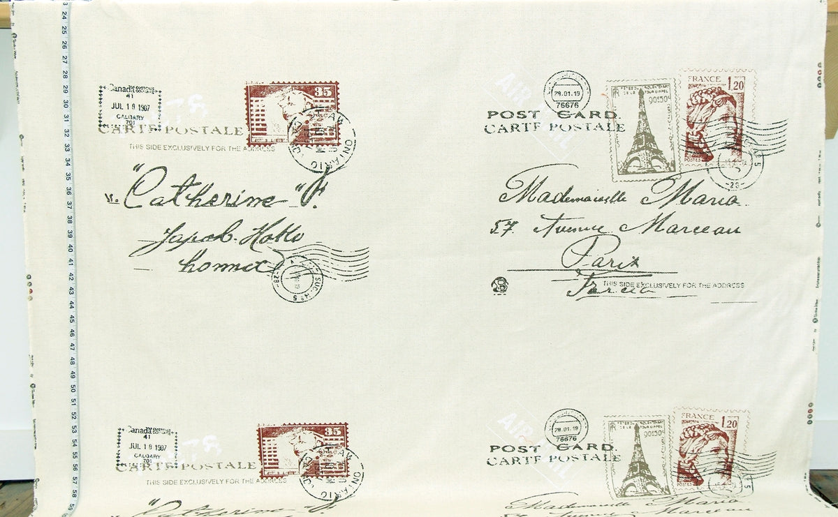 Paris letter pillow top fabric French Eiffel Tower stamps