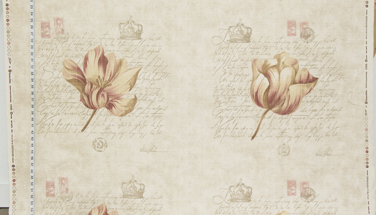Tulip document script pillow top fabric stamps