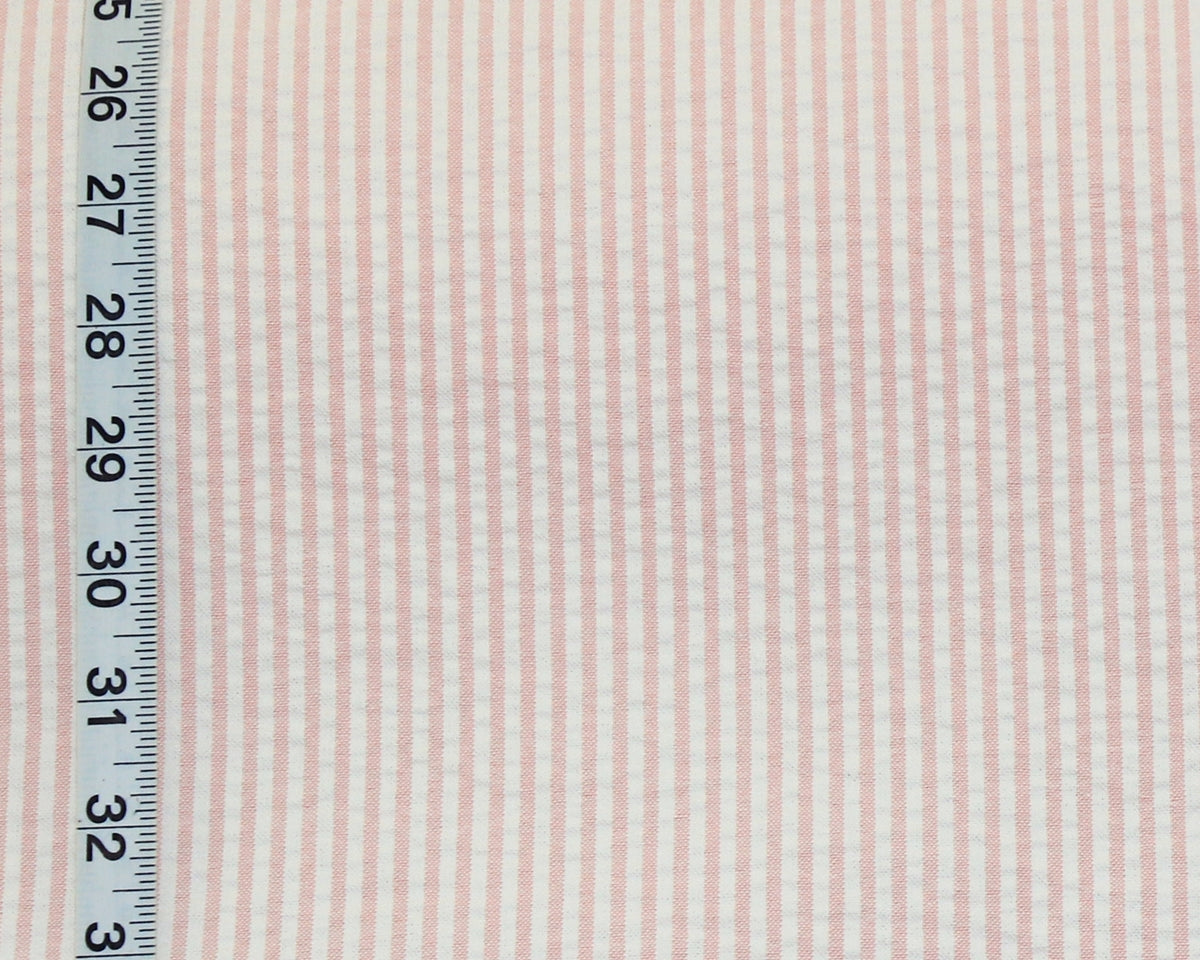 Pink Seersucker Fabric Stripe