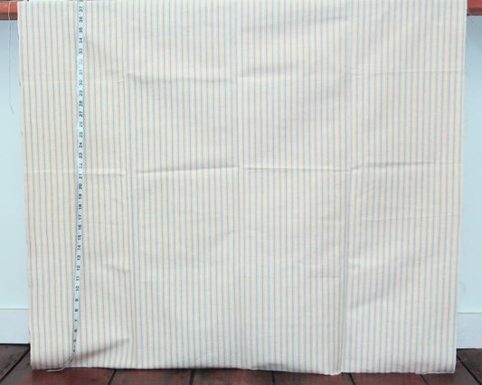 Seaglass blue ticking stripe fabric Remnant - 38"