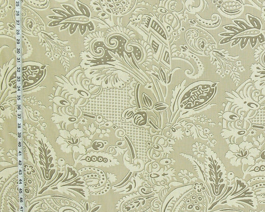 Clarence House fabric mid-century Asian garden tan linen Rosina