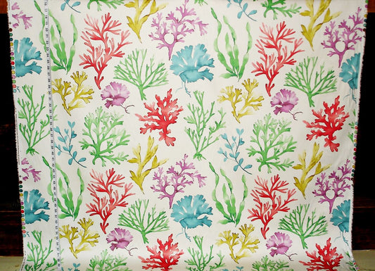 Coral Fabric Red Purple Yellow Watercolor Ocean