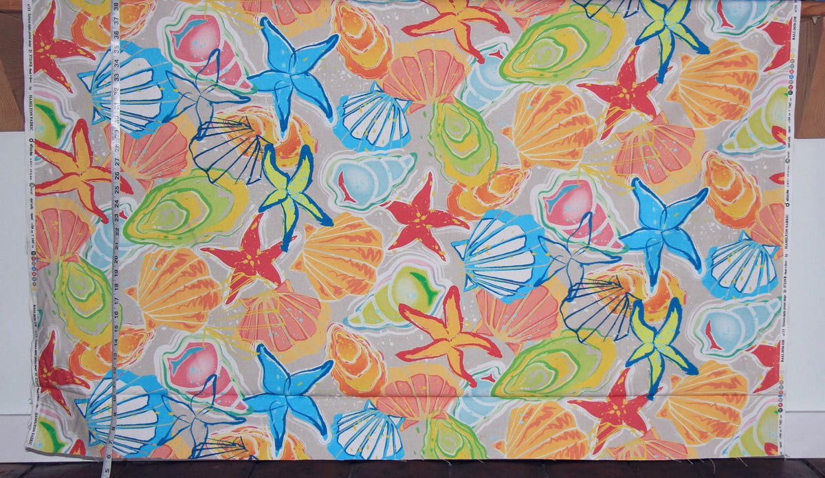 Tropical seashell fabric: 1 Yard Remnant