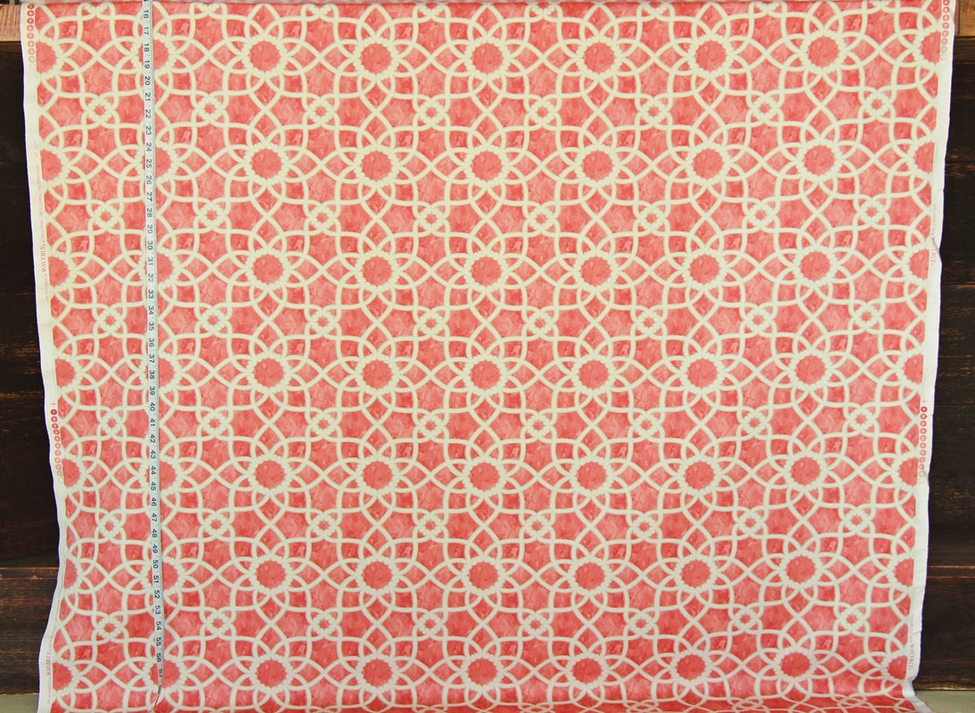 Orange lattice scroll fabric trellis tile watercolor : 60" Remnant