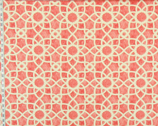 Orange lattice scroll fabric trellis tile watercolor : 60" Remnant