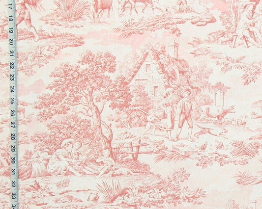 Pink toile de Jouy fabric French country