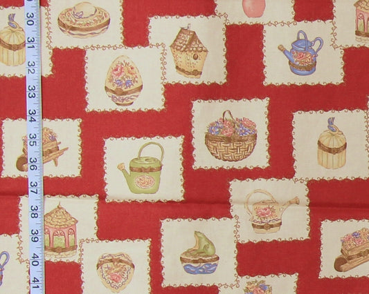 Suburban Petit Jardin enamelled trinket box fabric red