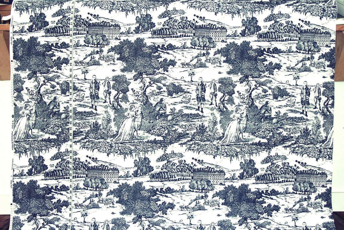 Blue toile fabric French country