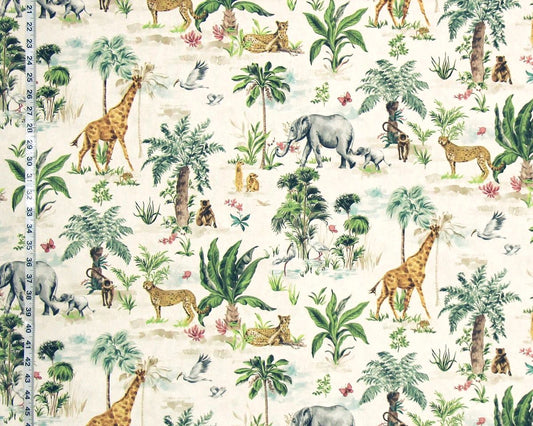 African animal fabric giraffe elephant cheetah monkey meerkat