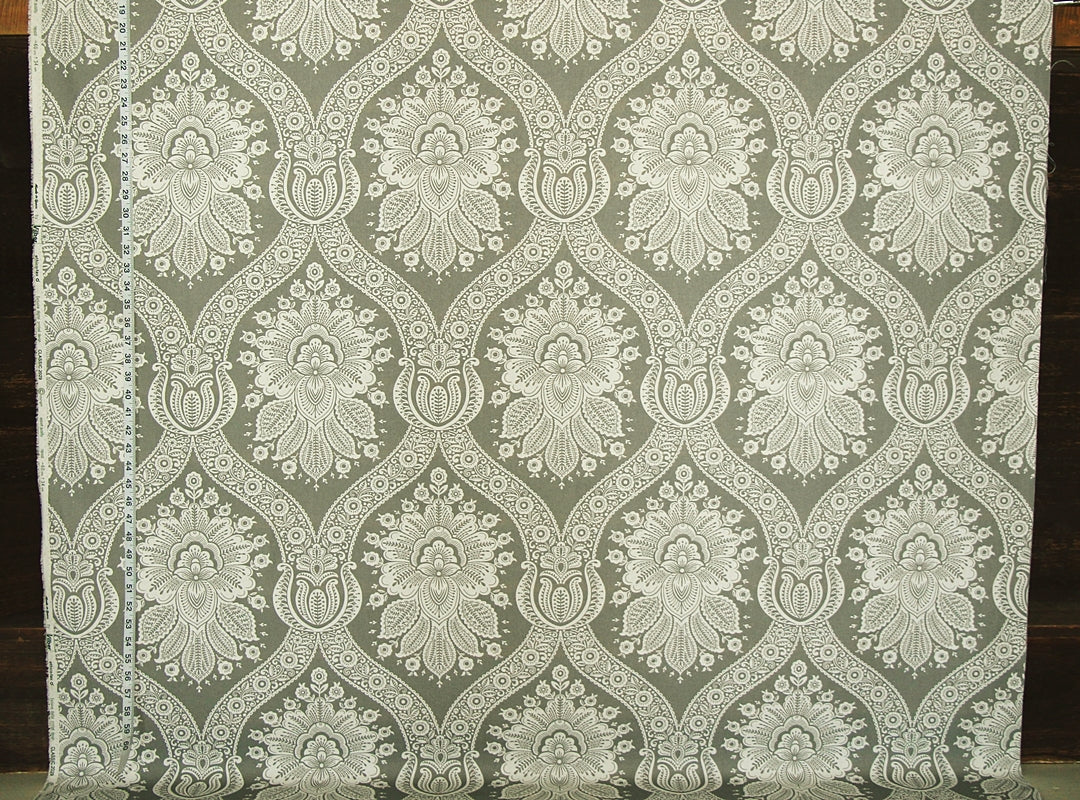 Grey Colonial Floral Toile Fabric Modern