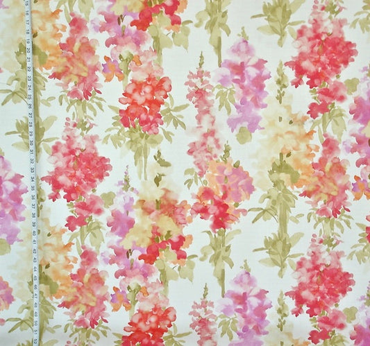 Red Snapdragon Floral Fabric Summer Garden