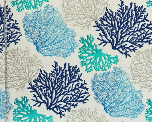 Blue Coral Fabric Aqua Ocean