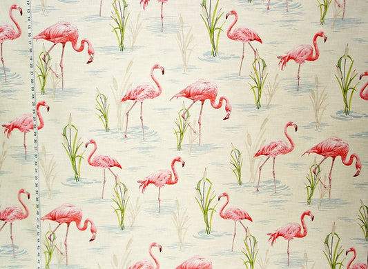 Flamingo Fabric Retro Tropical Pink Toile