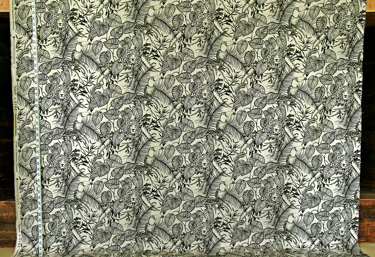 Toucan leopard jungle toile fabric
