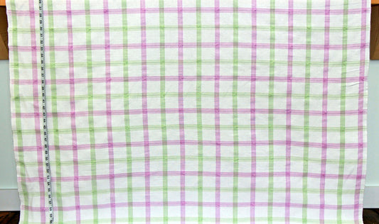 Pastel purple green windowpane plaid fabric Pale Lilac