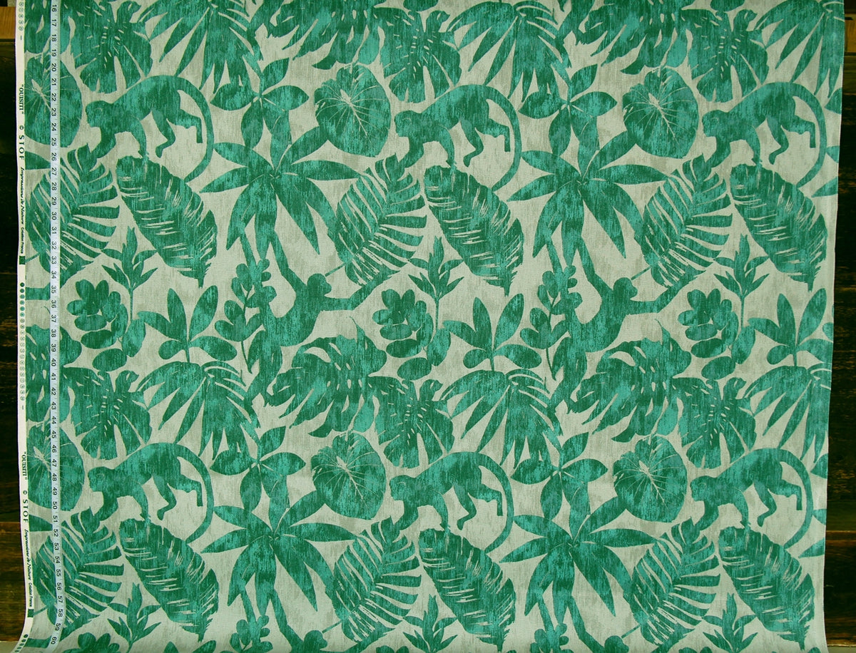 Aqua green monkey fabric silhouette jungle