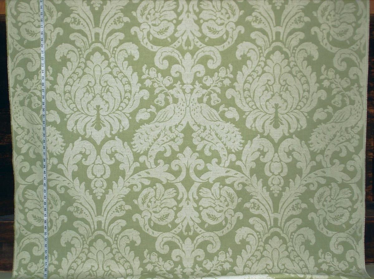 Peacock Fabric Green Damask Upholstery